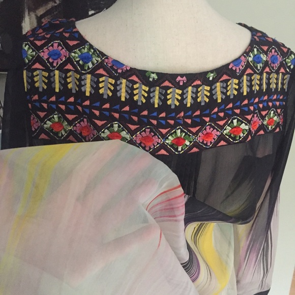 Anthro Maeve Embroidered Sheer Blouse, 14 - Picture 7 of 11